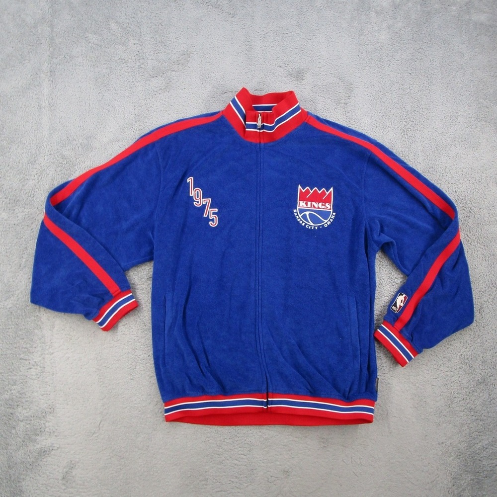 Reebok Jacket Men Large Blue Kansas City Kings Hardwood Classics 1975 Velour